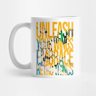 Unleash Your Wings, Embrace Retro Things Vintage Comic Old Fantasy Popart Scifi Funny Mug